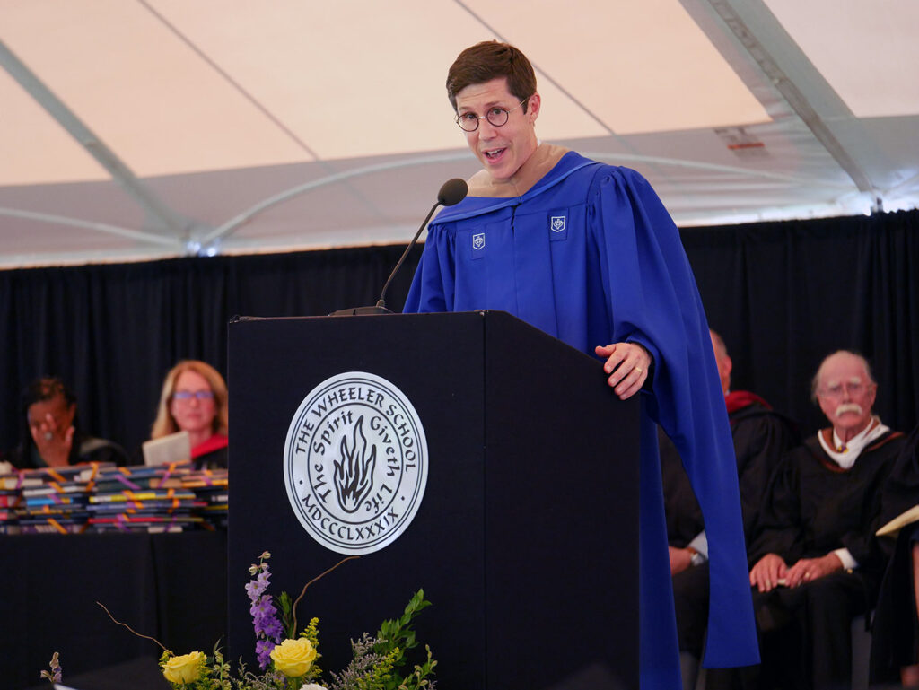 Brett P. Smiley, Mayor of the City of Providence speaking during commencement 2024.