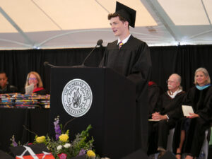 Alex Mincone '24 delivers his Commencement speech.