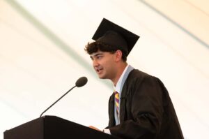 Vijay Shah ’24 delivers his Commencement speech.